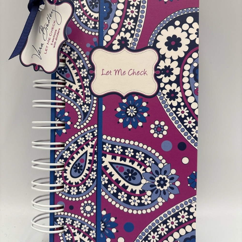 Vera Bradley "Let Me Check" Notebook Featuring Paisley Design In Purple - 7"